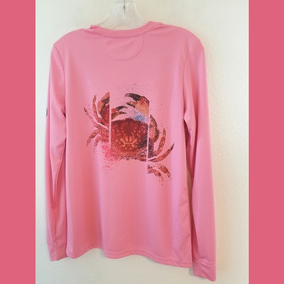 Sea Gear Pink LS Crab Graphic UV50 Top Medium - Picture 3 of 4